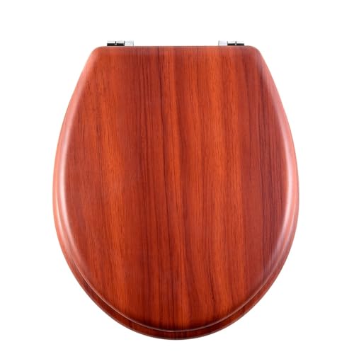 AQUALONA® Essential Value Toilet Seats Wipe Clean Moulded Wood - Stainless Steel Hinges - Wipe Clean - Easy Installation (Antique Pine)