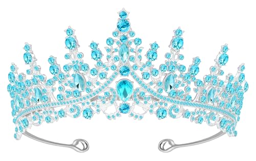 Tiara Crown for Women, Headband Hair Accessories for Birthday Wedding Party Costume (D-Blue)