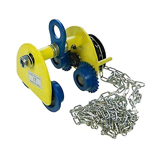 KATSU Carro de Vigas 2T Resistentes Carrito de Vigas Polipasto Grúa Rodillo de Viga de Empuje Manual con Cadena, para Almacenes Garajes Taller 181972