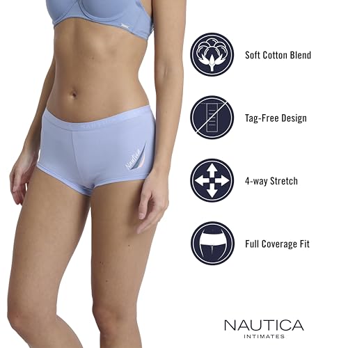 Image of Nautica Women's Cotton Boyshort Underwear Set, 5-Pack