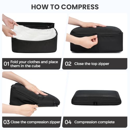 BAGAIL 6 Set Compression Packing Cubes Luggage Organizer Bags Travel Accessories Expandable Packing Organizers-Jet Black by BAGAIL - Used condition - Image 6
