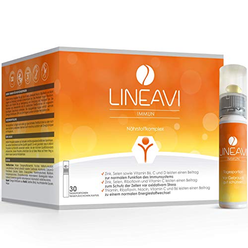 LINEAVI Immun, mit Vitaminen, Mineralstoffen und Omega-3-Fettsäuren, unterstützt das Immunsystem und den Energiestoffwechsel, in Deutschland hergestellt, freiverkäuflich, 30 Trinkflaschen/Kapseln Cover