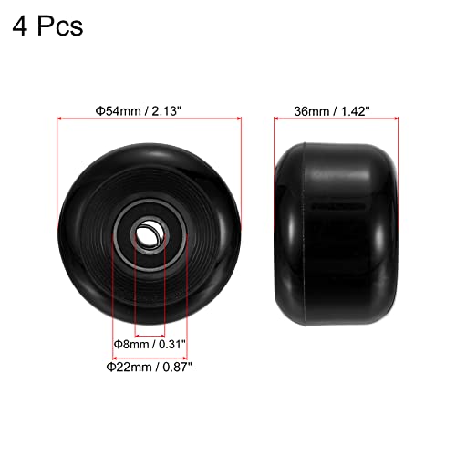 PATIKIL 54mm Skateboard Wheel with Bearings ABEC-9, 4 Pack Street Wheels for Skateboards Cruiser Wheel Replacement 85A, Black - Image 2