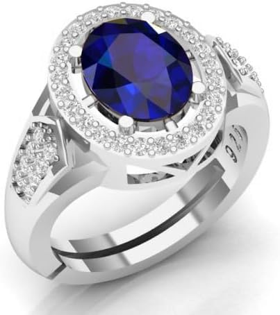 9.25 Carat 925 Sterling Silver Natural Blue Sapphire Gemstone Engagement & Solitaire Silver Ring For Women - Image 3