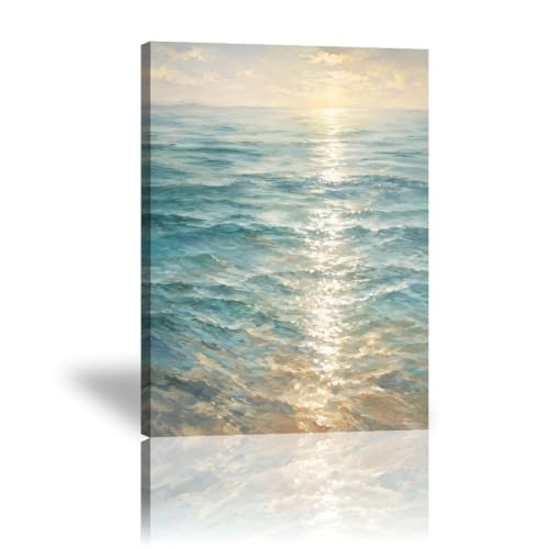 Ocean Sunset Seascape Poster Serene Sea Waves Canvas Wall Art