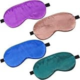 4 Pieces Silk Sleep Mask for Kids Smooth Soft Eye Mask Eye Cover with Adjustable Strap Blindfold for...
