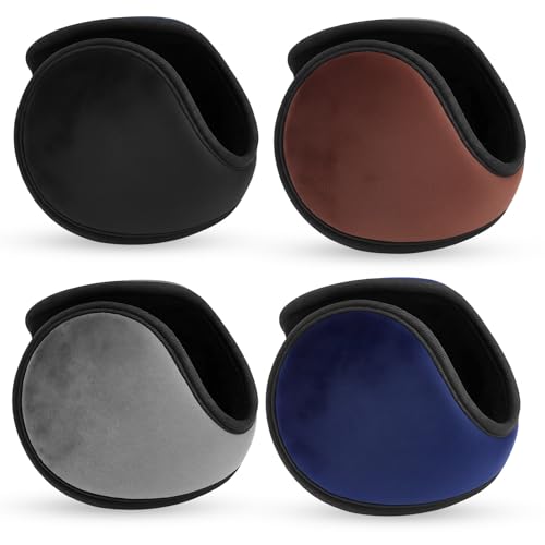 OhebEsx 4 Stück Ohrenwärmer Ohrenschützer Ohrschützer Warme Earmuffs Ear Muffs Ear Warmers Kälteschutz Winterzubehör Für Damen Herren Faltbar (Schwarz Grau Tibet Kaffee)
