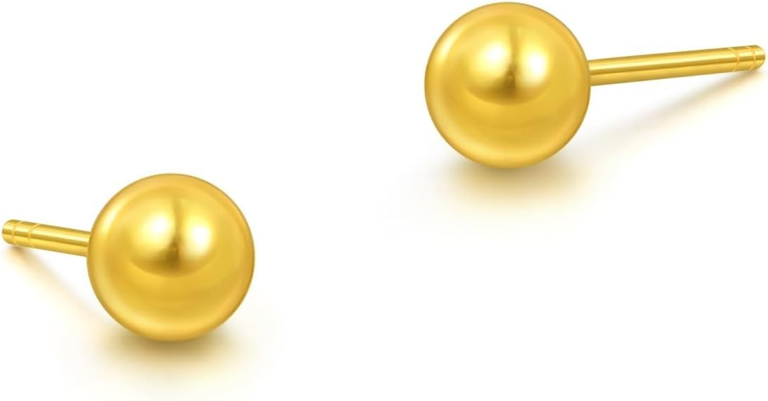 CHOW SANG SANG 999.9 24K Gold Essence Bead Stud Earrings for Women 95442E