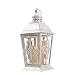 Produktbild JHY DESIGN Dekorative Laternen - 34 cm hoher Metallkerzenhalter oder hängende Laterne im Vintage-Stil für den Außenbereich, Veranstaltungen, Paritäten und Hochzeiten (Weiß mit Goldpinsel)