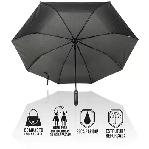 Sombrinha Guarda Chuva Dobrável Automático abre e fecha Masculino e feminino Negócios Preto