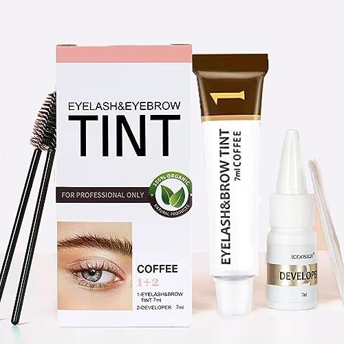 Eyelash and Eyebrow Tint Kit - Light Brown, Waterproof, Long Lasting - 2 in 1 Brow and Lash Dye - Natural Shaping Kit - Lasts Up to 4 Weeks