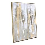 Gold Abstract Wall Art Decor - Framed Texture Paintings Modern Canvas Artwork with Hand-Painted Gold Foil for Modern Style Decor, Ready to Hang