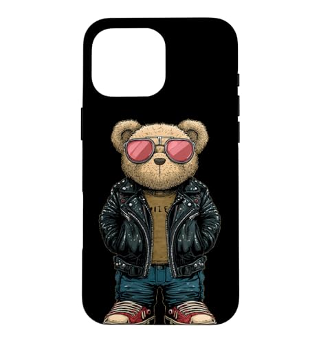 Bad Teddy Bear Look in Black Leather Jacket �R�X�`���[�� �X�}�z�P�[�X iPhone 16 Pro Max �p