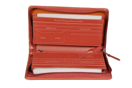 Image of Sukeshcraft Cheque Book Holder for 8 Cheque Books | Multi-Pocket Rexine Organizer I Locker Key Holder | Handy 6.25 x 10.80 x 1.80 inch. Size (Rexin, Grian-Tan)