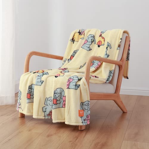 Berkshire & Mo Willems Velvetloft Luxury Soft Cozy Plush Throw Blanket, Elephant Piggie, 50" X 70" #TOP1