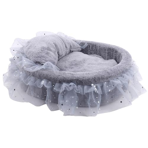 Lit rond en dentelle pour chat doux et panier chaud chiot m - 2