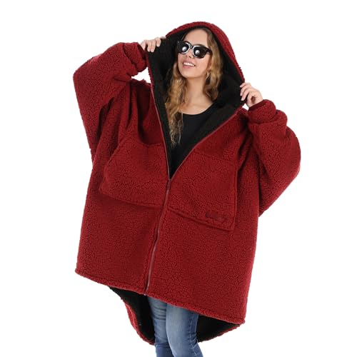 THE COMFY Teddy Bear | From Shark Tank | Patented | Zipper | Oversized Sherpa Wearable Blanket Hoodie| Gift for Women & Men