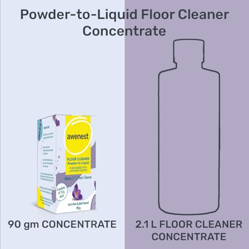 awenest No-Toxin, Plant Based Powder-to-Liquid Floor Cleaner | Makes 2.1 Liter | Lavender | No Ammonia, SLES | Natural, Organic, Biodegradable, Eco-Friendly, Herbal | Tough On Stains, Pet friendly