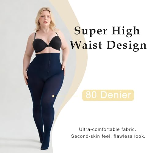 Image of Women's Plus Size Tights High Waist Sheer Semi Opaque Ultra-Soft Pantyhose XL, 2XL, 3XL, 4XL