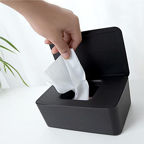 DEF Wipes Dispenser Baby Wipes Case Sealed Keeps Wet Tissue Fresh Flushable Case Holders Easy Open and Close Non-Slip for Desk Office Dorm Kitchen Washroom Vanity (Black) - Thumbnail 7