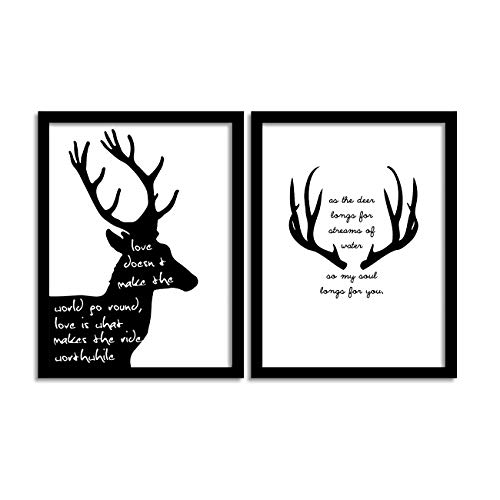 Image of PAINTINGMANTRA Motivational Quote wall art painting for living room, Deer motivational framed painting, 13x18 Inch