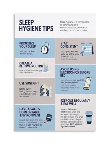 Guide habitudes de sommeil saines tableau routine nuit encadré 40x60cm