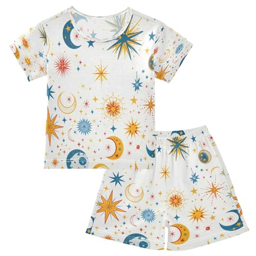 senya Short Sleeve Pajamas Sets Summer Cotton Sleepwear Mystical Stars and Moons