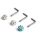 Ruifan 20G 18G Surgical Steel Gem Crystal Bone L-Shaped Screw Nose Bone Studs Ring Pins Piercing Jewelry