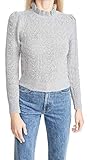 ASTR the label Women's Sally Long Sleeve Mock Neck Pointelle Sweater, Light Gray, X-Small