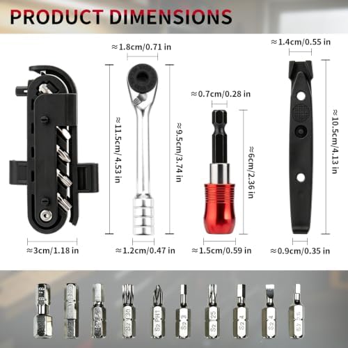 14-in-1 Bike Tool Kit Portable Ratchet Wrench 10Bits 2 Tire Levers Foldable,High Quality Steel,Suitable for Road Bikes and Mountain Bikes,Multi-Function Bike Repair Kits - 4