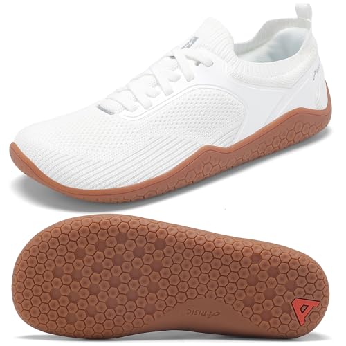 Men's Barefoot Shoes Minimalist Trail Running Sneakers Zero Drop Wide Toe Box Shoes for Men Deadlift Cross Gym Walking Training Shoes White