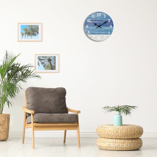 Foxtop Wall Clock 12 Inch, Rustic Wall Clocks Beach Themed Battery Operated Silent Non Ticking Round Coastal Wooden Clock Decorative For Living Room Kitchen Bedroom thumb #4