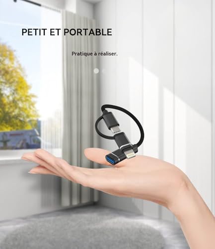 Adaptateur USB A vers USB C résolvant les conflits de câbles iPhone et iPad