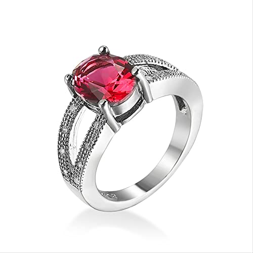 Bague rubis rouge taille ovale pour femme - Bijou chic de mariage et fête taille 6 à 10