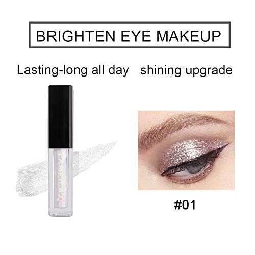 Bingbrush 5 Pcs Liquid Glitter Eyeshadow Set, Metallic Glitter Shimmer Naked Eye Looks Waterproof Long Lasting Quick-Drying Sparkling Eye Shadow Makeup Kits #TOP1