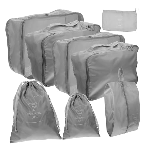 Cubes de rangement de voyage pliables organisateurs bagages gris x8