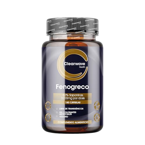 Fenogreco Capsulas | x180-3200 mg - 50% Saponinas | Polvo de Fenugreek de Alta Potencia | Cápsulas Fáciles de Tragar