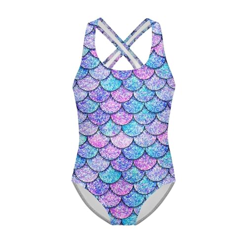 Girls One Piece Swimsuit Cross Back Butterfly Mermaid Summer Swimwear for Kids Holiday Vacation2