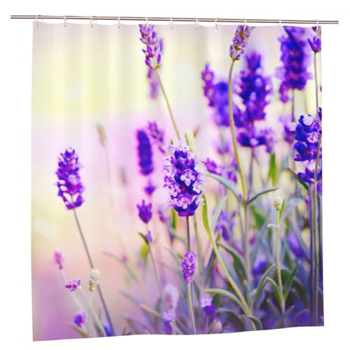 Rideau de douche lavande 183x183 cm en polyester imprimé fleur avec boutons-pression - 2