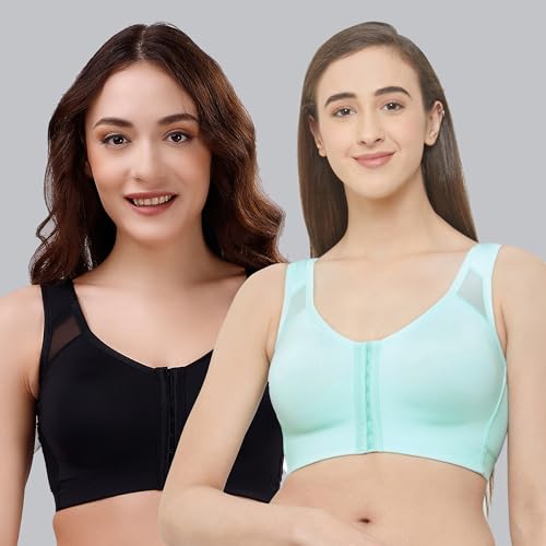 Image of SOIE Women Front Closure Full Coverage Non Padded Non Wired Posture Correction Bra