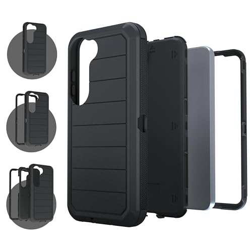 Image of KLD Rugged Armor Back Cover Compatible for Samsung Galaxy S23 Case Hard PC + Soft TPU with Bumper Complete Protection Mobile Pouch - Black