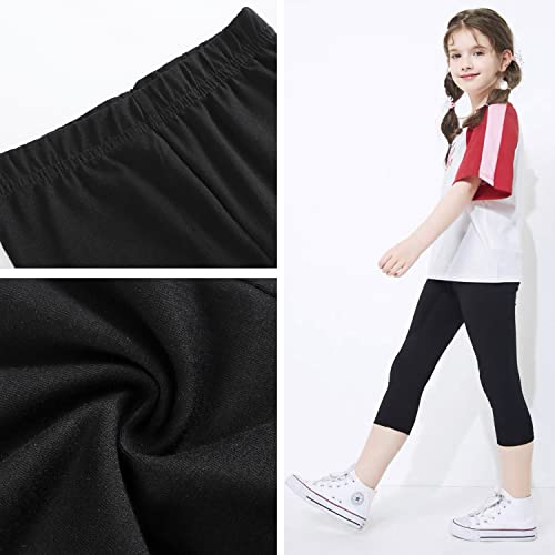 THEE BRON Calça legging feminina capri básica de verão infantil, 2pk-f-carpri-black, 6 Anos