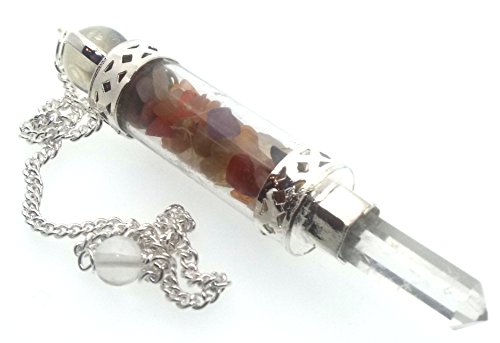 Chakra Gemstone Glass Vial Wand Pendulum