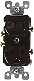 Leviton 5225 15 Amp, 120 Volt, Duplex Style Combination Single Pole Switch/Receptacle Grounding, Brown