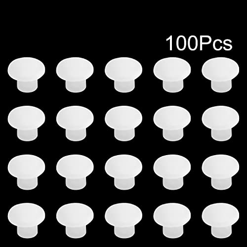 Image of MroMax 100Pcs Screw Cap Cover 3 /16inch Bottom Dia Fit for 4.5-5mm Diameter Hole Plastic Tube Cover Shelf Peg Hole Plugs for Cupboard Bookshelf Shelf Closet Cabinet Bracket Furniture Transparent White
