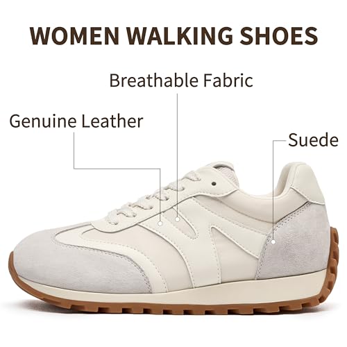 Image of somiliss Wide Toe Box Sneakers for Women Breathable Fabric Leather Suede Upper Non-Slip PU TPR Outsole Walking Shoes Tennis Running Fashion Sneakers
