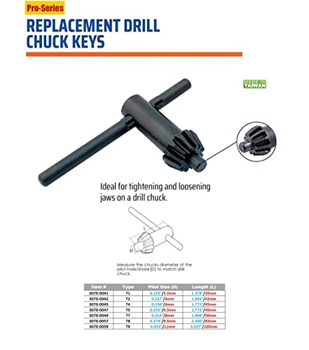 Hhip 3070-0049 0.312" Pilot Drill Chuck Key, Fits Hhip 1/2" And Hhip 5/8" Chucks And Only Other Brand Chucks That Accept A Key With A 0.312" Pilot #TOP3