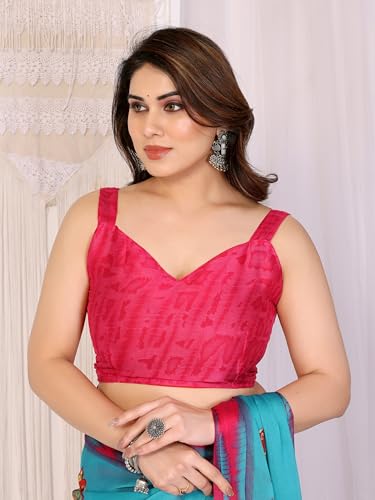 Image of SUPERLAXMI Women's Chiffon Floral Printed Saree with Blouse Piece