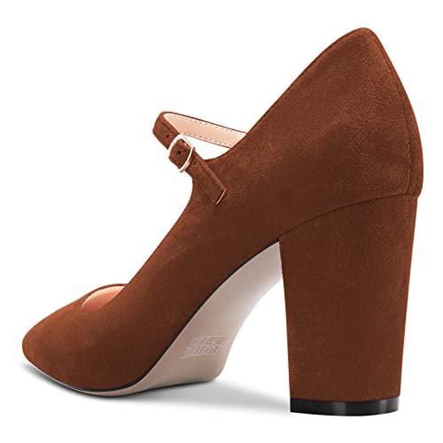 Castamere Women Mid Chunky Block Heel Pointed Toe Pumps Mary Jane Ankle Strap Buckle Party Dress Shoes 3.3 Inches Heels3