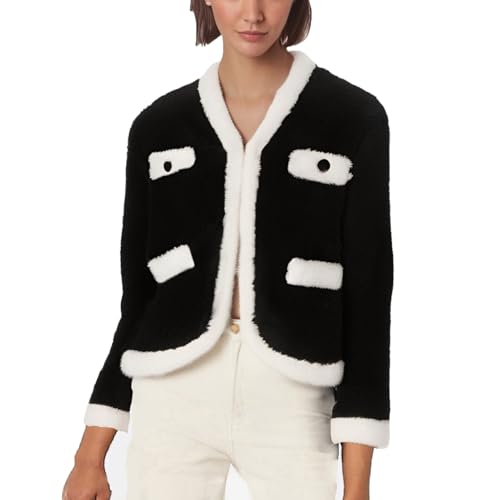 Women Long Sleeve Loose Fit Jackets Coat for Women Fleece Lined Wool Thermal Fuzzy Hooded Cardigan Winter Fall 2025